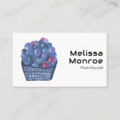 ブルーベリー魅力的バスケット水彩可愛いフルーツ 名刺 (正面)