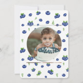 ブルーベリー1歳誕生日写真感謝カード 招待状 (裏面)