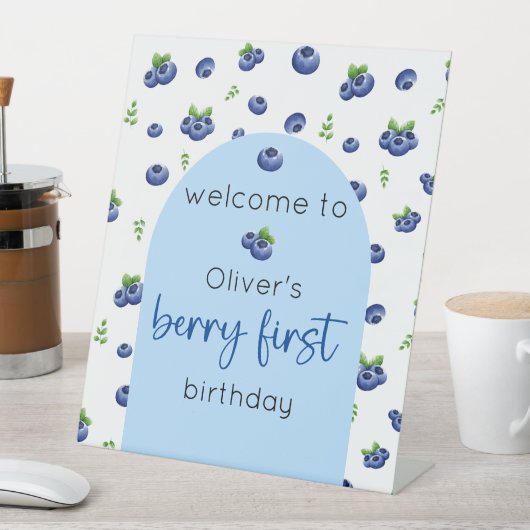 ブルーベリー1stバースデーベリーファーストウェルカム 台座サイン (インサイチュ)