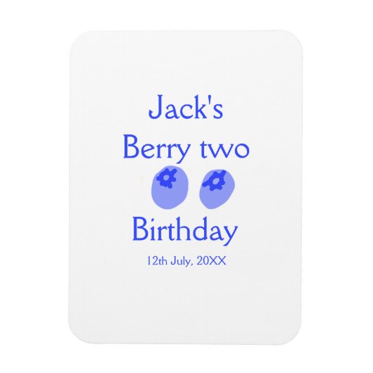 ブルーベリー2歳の誕生日 名前と日付を追加 お子様用 マグネット (縦)