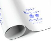 ブルーベリー2歳の誕生日 名前と日付を追加 お子様用 ラッピングペーパー (ロールコーナー)