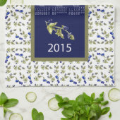 ブルーベリー2015カレンダーキッチンティータオル キッチンタオル (折り畳み)