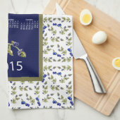 ブルーベリー2015カレンダーキッチンティータオル キッチンタオル (四つ折り)