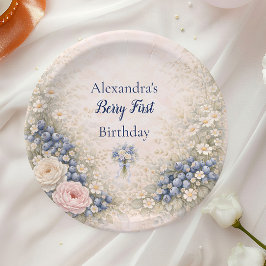 ブルーベリー ガーデン ヴィンテージ 1歳の誕生日 ペーパープレート