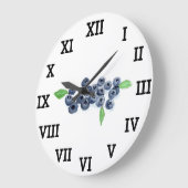 ブルーベリー キッチン フルーツ サマー 水彩 フード ラージ壁時計 (傾斜)