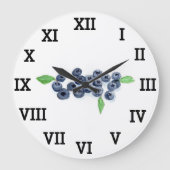 ブルーベリー キッチン フルーツ サマー 水彩 フード ラージ壁時計 (正面)