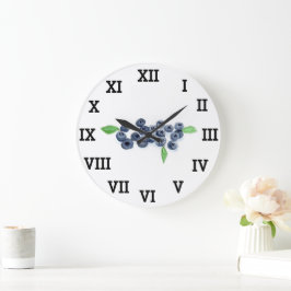 ブルーベリー キッチン フルーツ サマー 水彩 フード ラージ壁時計