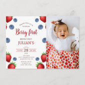 ブルーベリー&ストロベリーガール誕生日招待状 エンクロージャーカード (正面)