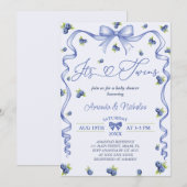 ブルーベリー ツインズ ベイビー シャワー 招待状 (正面/裏面)