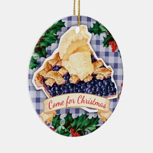ブルーベリー・パイのクリスマスのオーナメントのための滞在 セラミックオーナメント (右)