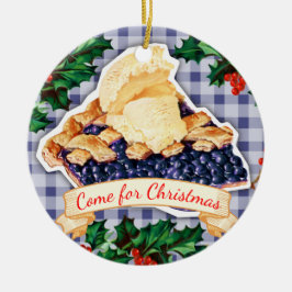 ブルーベリー・パイのクリスマスのオーナメントのための滞在 セラミックオーナメント