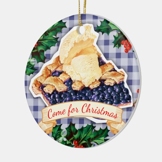 ブルーベリー・パイのクリスマスのオーナメントのための滞在 セラミックオーナメント (左)
