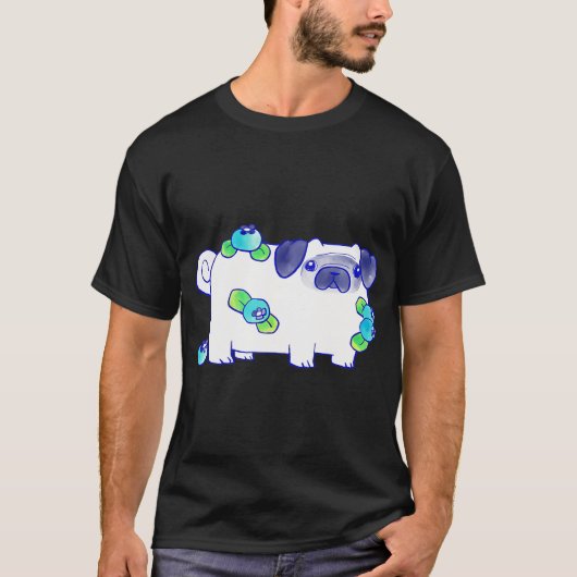 ブルーベリー・パグの水彩画 Tシャツ (正面)