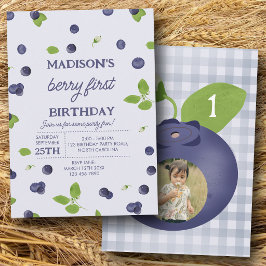 ブルーベリー ファースト 1歳の誕生日 写真 招待状