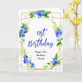 ブルーベリー フローラル 誕生日 カード (黄色い花)