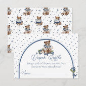 ブルーベリー ベア ベイビー ボーイ シャワー おむつくじ 招待状 (正面/裏面)