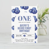 ブルーベリー ベリー ファースト ガール 1歳 誕生日 招待状 (スタンド正面)