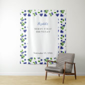 ブルーベリー ベリー ファースト バースデー 背景 シンプル タペストリー (インサイチュ)