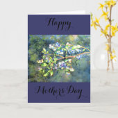 ブルーベリー、ロマンチックなフルーツウォーター絵画カラー カード (黄色い花)