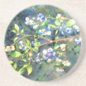 ブルーベリー、ロマンチックなフルーツウォーター絵画カラー コースター (正面)