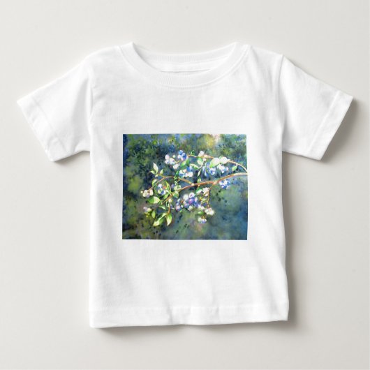 ブルーベリー、ロマンチックなフルーツウォーター絵画カラー ベビーTシャツ (正面)