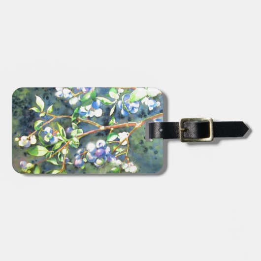 ブルーベリー、ロマンチックなフルーツウォーター絵画カラー ラゲッジタグ (正面横)