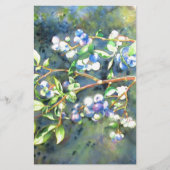 ブルーベリー、ロマンチックなフルーツウォーター絵画カラー 便箋 (正面)