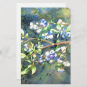ブルーベリー、ロマンチックなフルーツウォーター絵画カラー 便箋 (正面/裏面)