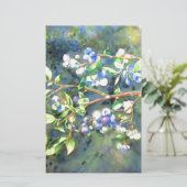 ブルーベリー、ロマンチックなフルーツウォーター絵画カラー 便箋 (スタンド正面)