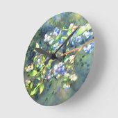 ブルーベリー、ロマンチックな果物の水絵画彩店 ラウンド壁時計 (傾斜)