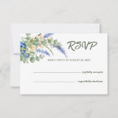 ブルーベリー ワイルドフラワーズ ラベンダー ナチュラル ウェディング 出欠カード (正面)