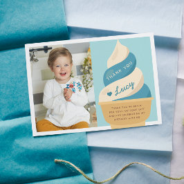 ブルーベリー ヴァニラ アイスクリーム 子供の誕生日 フォト サンキューカード