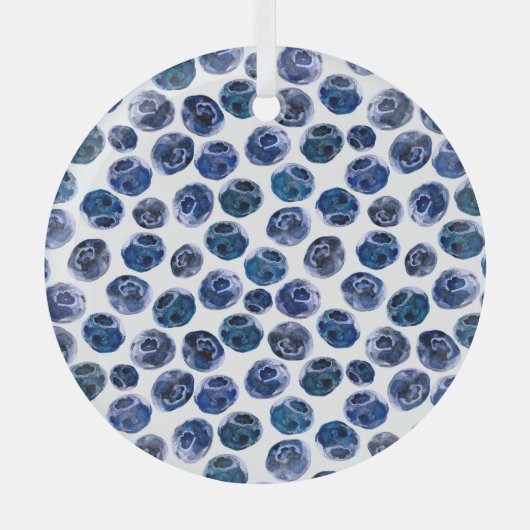 ブルーベリー：水の色のパタ図解入りの、写真付きのーン。 ガラスオーナメント (正面)