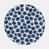 ブルーベリー：水の色のパタ図解入りの、写真付きのーン。 ガラスオーナメント (裏面)