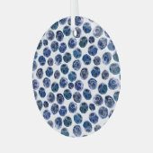 ブルーベリー：水の色のパタ図解入りの、写真付きのーン。 ガラスオーナメント (正面左)