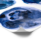 ブルーベリー：水の色のパタ図解入りの、写真付きのーン。 ポスター (角)