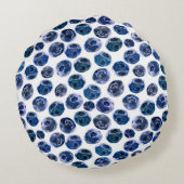 ブルーベリー：水の色のパタ図解入りの、写真付きのーン。 ラウンドクッション (裏面)