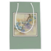 ブルーベリー 水彩ギフトタグ — ガーデンセージ ミディアムペーパーバッグ (正面)