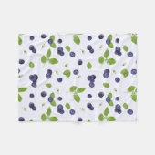 ブルーベリー 水彩 ブルーベリーの花 植物 フリースブランケット (正面(横))