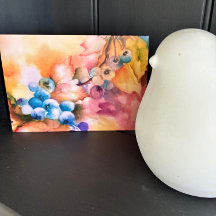 ブルーベリー 水彩 挨拶カード — 手描き