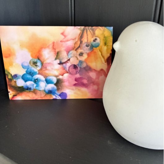 ブルーベリー 水彩 挨拶カード — 手描き カード