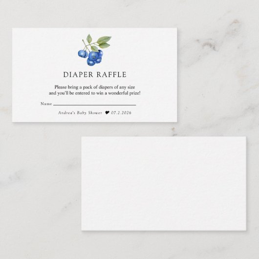 ブルーベリー |甘い赤ちゃんシャワー エンクロージャーカード (正面/裏面)