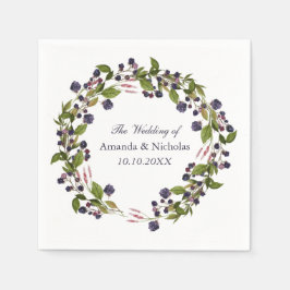 ブルーベリー |秋結婚リースパーソナライズされた スタンダードカクテルナプキン