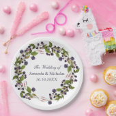 ブルーベリー |素朴結婚リースパーソナライズされた ペーパープレート (パーティー)