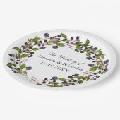 ブルーベリー |素朴結婚リースパーソナライズされた ペーパープレート (アングル)