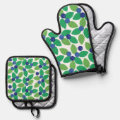 ブルーベリー。 鍋つかみ&鍋敷きセット (正面/裏面)