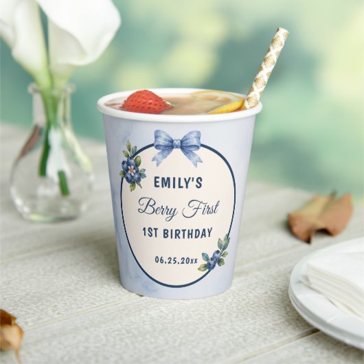 ブルーベリー 1歳の誕生日 ストロベリー ガール 紙コップ (インサイチュ)