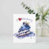 ブルーベリーTシャツ、ブルーベリーケーキ水彩大好き シーズンカード (スタンド正面)