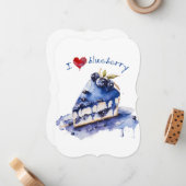 ブルーベリーTシャツ、ブルーベリーケーキ水彩大好き ノートカード (正面/裏面インサイチュ)