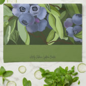 ブルーベリ絵画ーのキッチンタオル キッチンタオル (折り畳み)